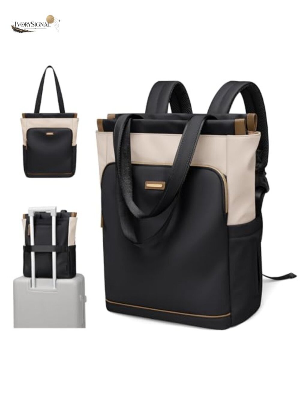 Convertible Laptop Backpack for Women Nylon Tote Daypack Travel Work
